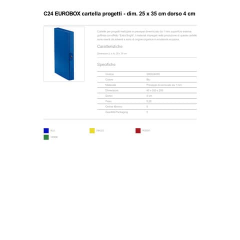 Cartelle portaprogetti Esselte C24 EUROBOX dorso 4 cm presspan biverniciato blu - 390324050